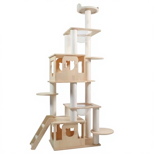 Custom Cat Tree Tower Wooden Indoor Cat Scratcher Luxury Multi Level Climbing House Simple Halloween Christmas Direct