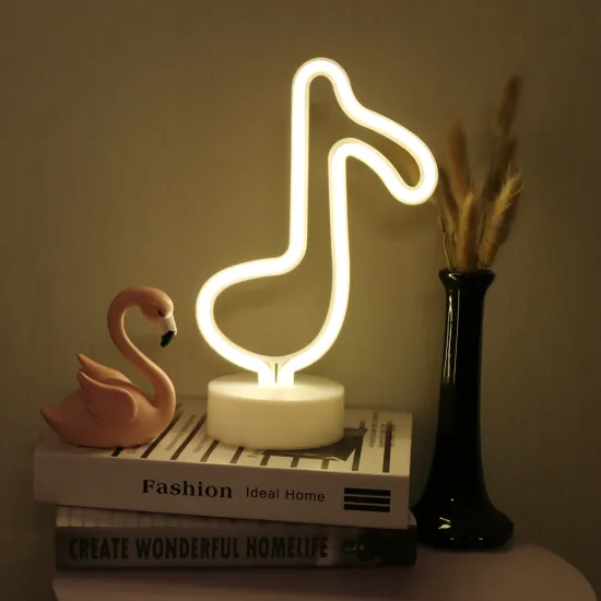 USB + Battery Powered LED Music Note Neon Light for Room Decor