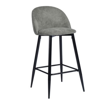 Home Bar Furniture: Comfortable Fabric Cushioned Low-Back Bar Stool with Durable Metal Legs