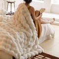 Luxury Warm Bubbly Rabbit Fur Blanket for Winter