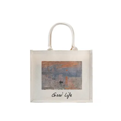 Van Gogh Canvas Fabric Tote Bags: Foldable and Reusable Shopping Bags