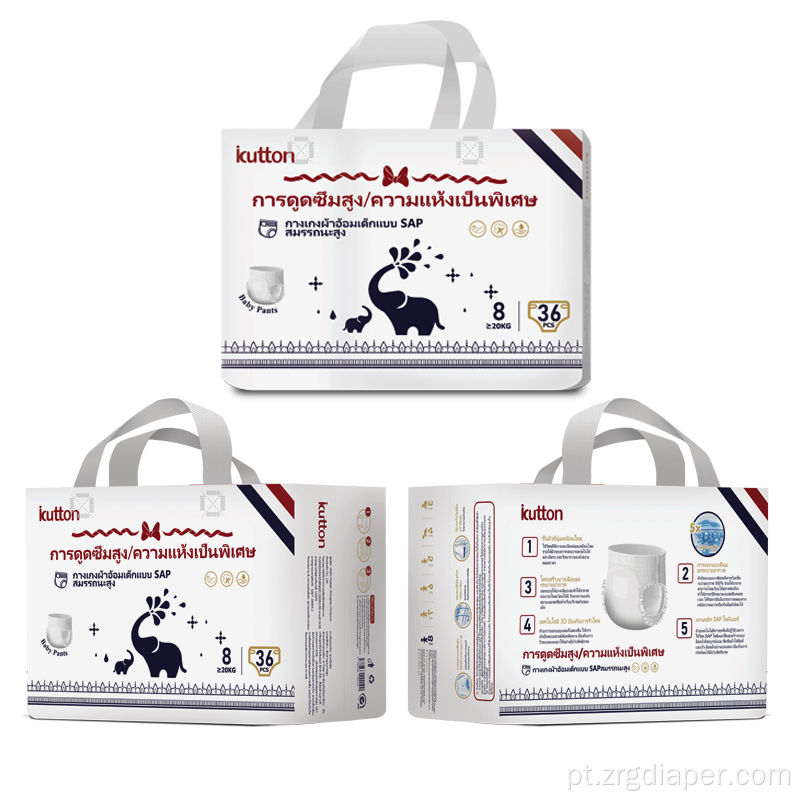 Fraldas super absorventes de bebê com calças
