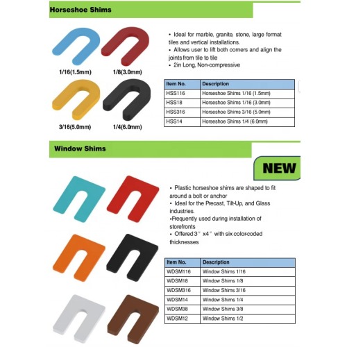Plastic Shim U Shaped for Glass Construction
