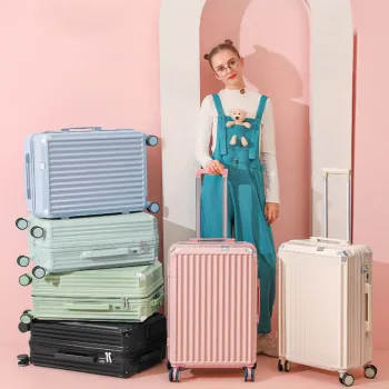 High-Quality Pull Rod Luggage: Durable PC Material, Waterproof, Large Capacity, Silent Wheels, and Easy-Zipper Suitcase for Men and Women