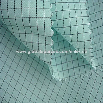 100D*100D/0.5cm plaid conductive fabric, made of polyester, twill and plain, for anti-static cloth