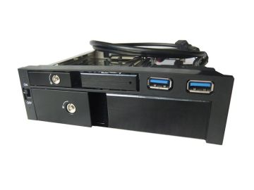 Dual Bay 5.25" Hot Swap Mobile Rack 2.5"+ 3.5" ST7224UB SATA/SAS internal hdd enclosure