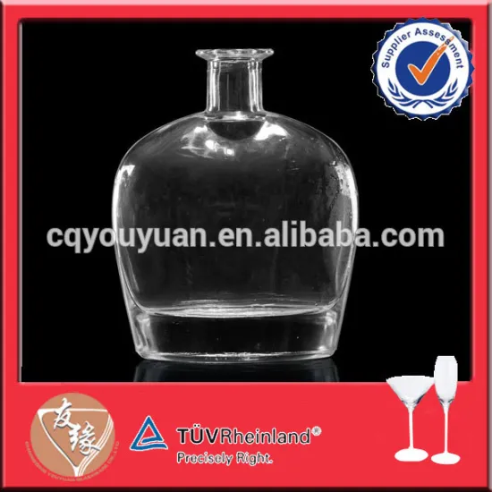 50cl elegant high clear flat glass brandy bottle wholesale