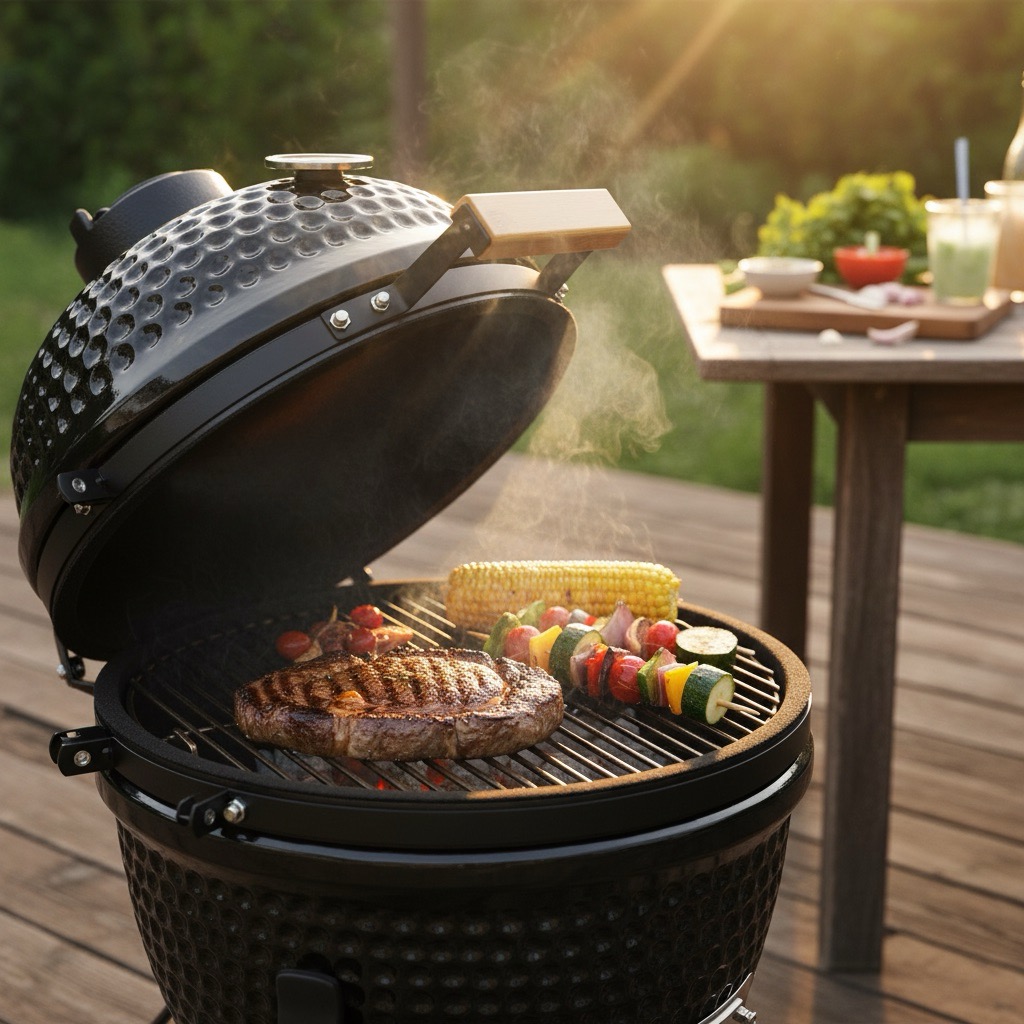 Portable ceramic charcoal grill