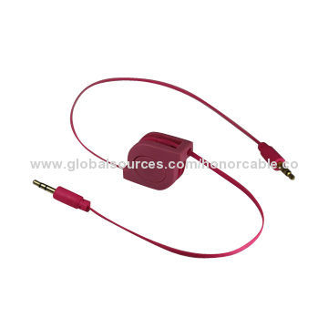 Retractable 3.5-3.5mm Cable with Button, Colorful