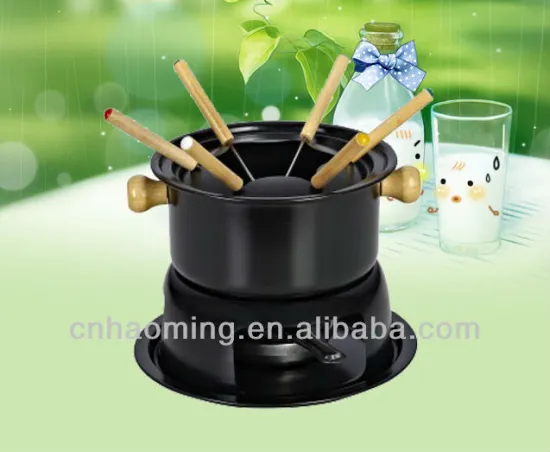 non stick fondue set pot and grill