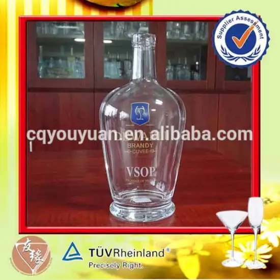 Empty super flint cognac brandy 700ml T-top cork stopper frost glass bottle for xo brandy