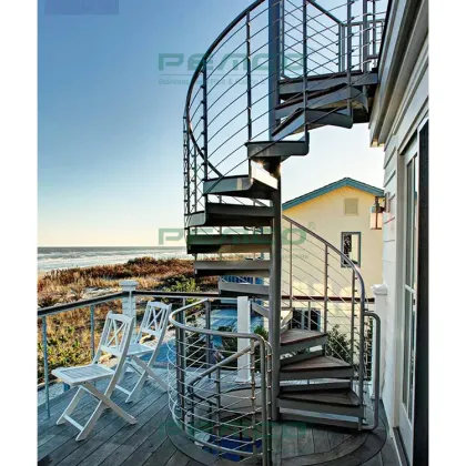 Silver Grey Stainless Steel 304 Waterproof Outdoor Spiral Stairs