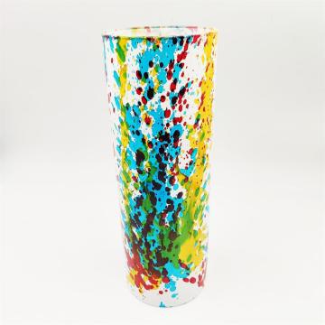 Vaso di vetro a forma di cilindro multicolore con prezzo economico