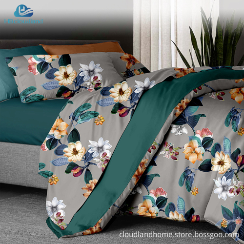 Cloudland Doria Printed Designer Cotton Bed Sheet Set Queen Size 3 Pieces