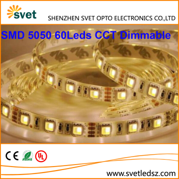 Dual CCT Adjustable Led Strip Color Tunable Warm White Cold White 5050 60Leds