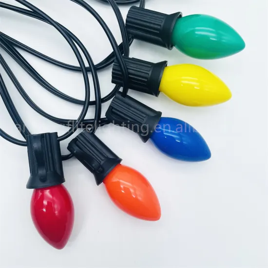 Black Wire 25Ft C7 Multi Ceramic Christmas String Light IP44 Outdoor Light String