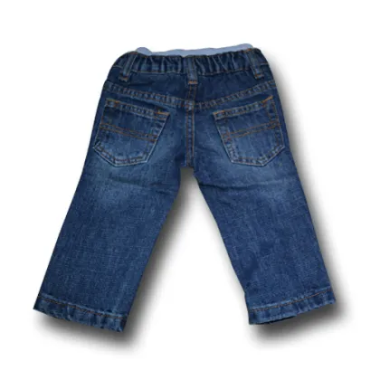 rib waist washed kids blue jeans