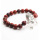 Red Jasper 8MM Round Beads Stretch Gemstone Bracelet with Diamante Skull Piece