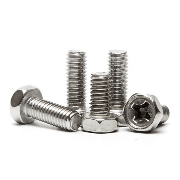 High Quantity Stainless Steel 304 Hexagon Bolts with Cross Recessed Heads - M6 x 10mm - GB29.2 Standard