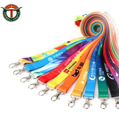 Medal polyester Lanyard custom printed elastic satin ribbon