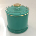 Empty Gold Rim Candle Glass Jar With Lid