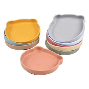 Силиконска бебешка чинија за вшмукување лице со мечка