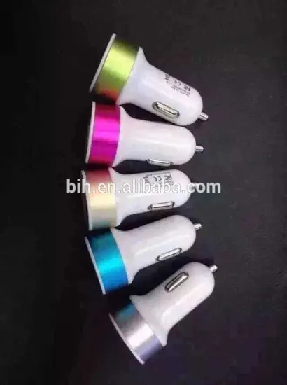 Colorful Metal Color Circle Dual USB Sided Plug Car Charger for Phones and Tablets