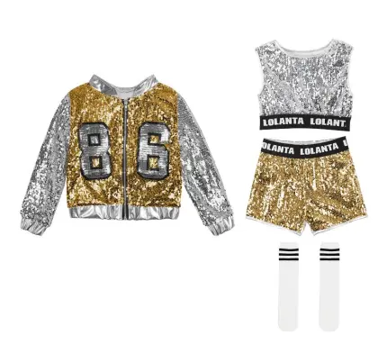 Sequin Crop Tops Shorts Jacket Dancewear Costume