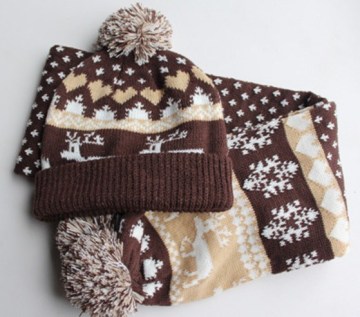 Winter Warm Knitted Cap, Scarf, Set (KS-2119)