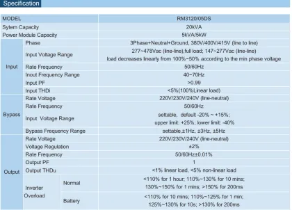 Modular 20kVA UPS for Data Center and Communication Network Power Systems