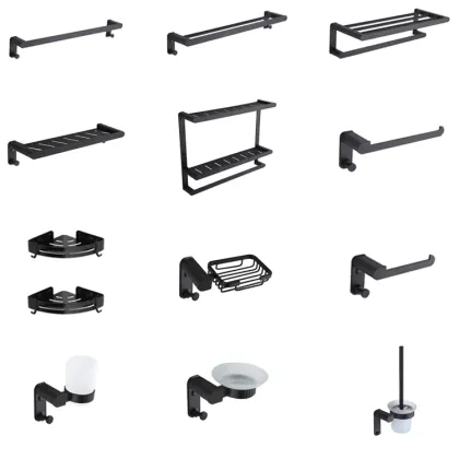 Yile Popular Hardware Bathroom Accessories Matte Black Towel Bar & Rack