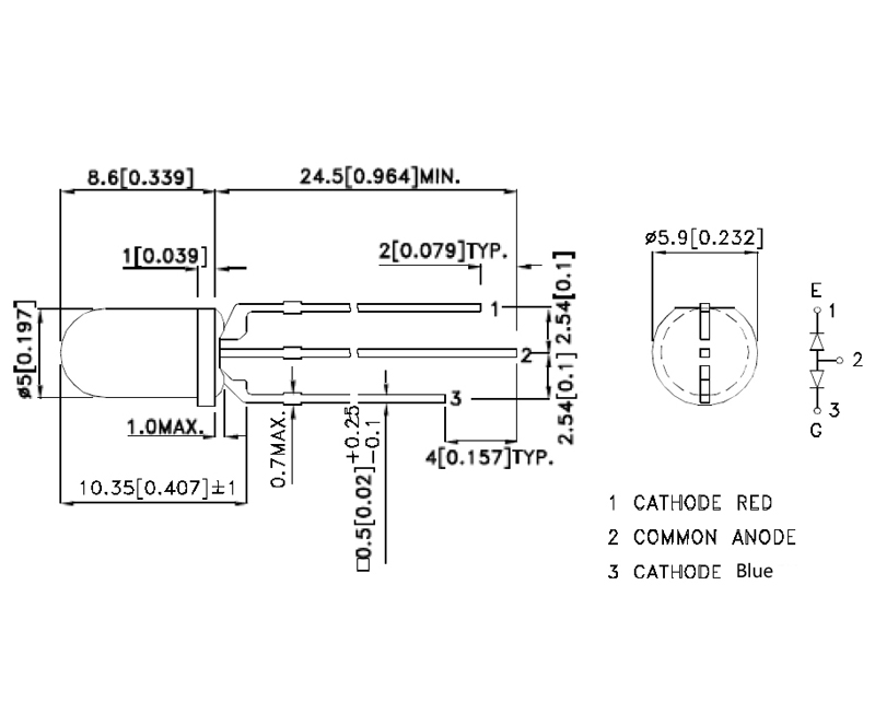 5mm Dual Color LED Common Anode