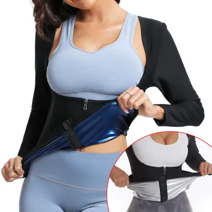 Women's Sauna Suit: Zipper Workout Sweat Body Shaping Suit