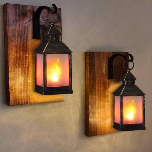 Decorative Vintage Style Candle Lanterns Flame Effect LED Lantern Golden Brushed Black Manufactory