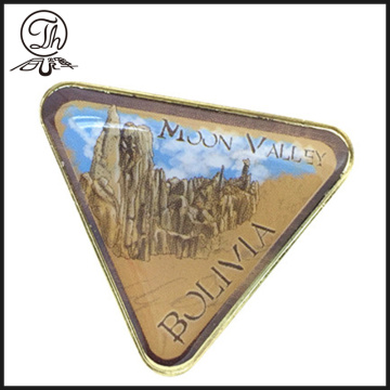 Triangle printed metal badge pin