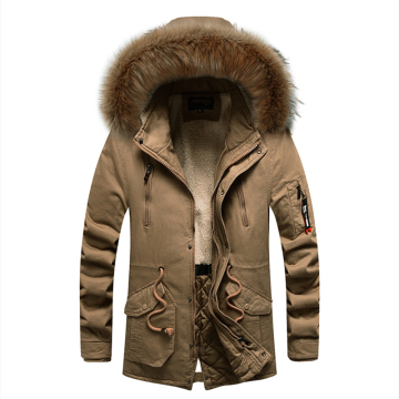 Jaket parka pria kustom OEM dengan bulu bulu