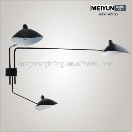 Serge Mouille three Arm Wall lamp with CE certificate
