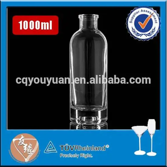 High quality liquor packaging cylinder large glass bottle 1000ml