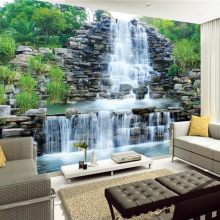 Custom 3D Photo Wallpaper Natural Mural Waterfalls Pastoral Style 3D Non-woven Straw Paper Wall Papers Living Room Sofa Backdrop