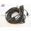 Coiled RJ45 cable to DB9 and 4pin connector