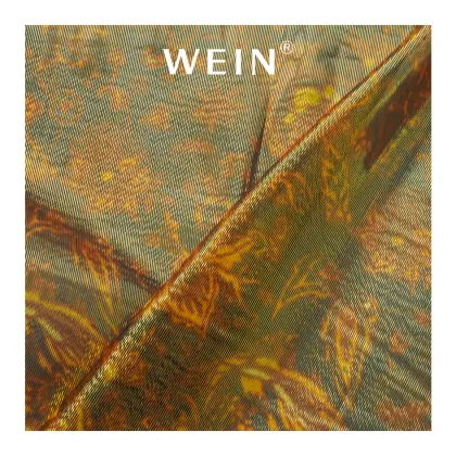 Special Silk Satin Golden Stripe Fabric 80% Silk 20% Golden Lines Digital Print For Clothing