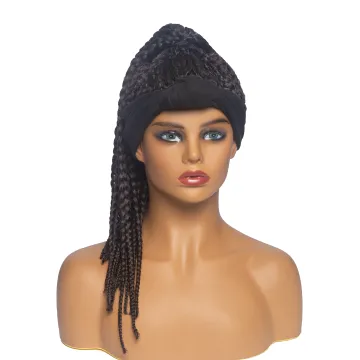 Aishili high quality wrap turban hair yaki braided wigs synthetic headband wig for women