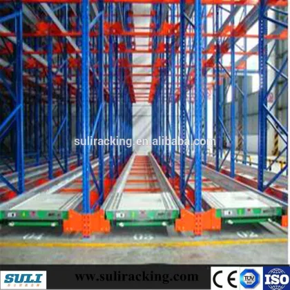Radio shuttle racking for industrial warehouse storage