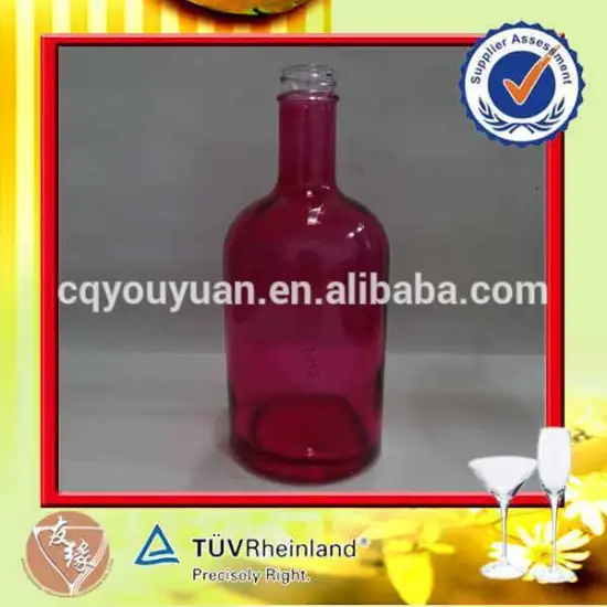 Hot selling 500ml boston round red colored glass bottle