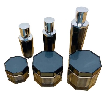 Octagonal Acrylic Cosmetic Set: 30g/50g Cream Jars and 30ml/50ml/100ml Lotion Bottles