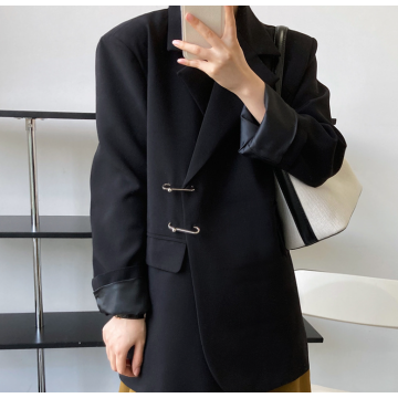 Frauen Langarm mit Taschen Blazer