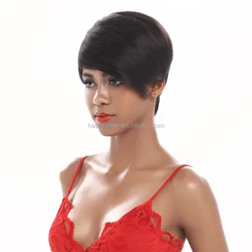 Rebecca Wholesale 10 inches hot pixie cut Short Straight Bob Wigs with bangs Machine Made Remy Human Hair Wigs For Black Women
