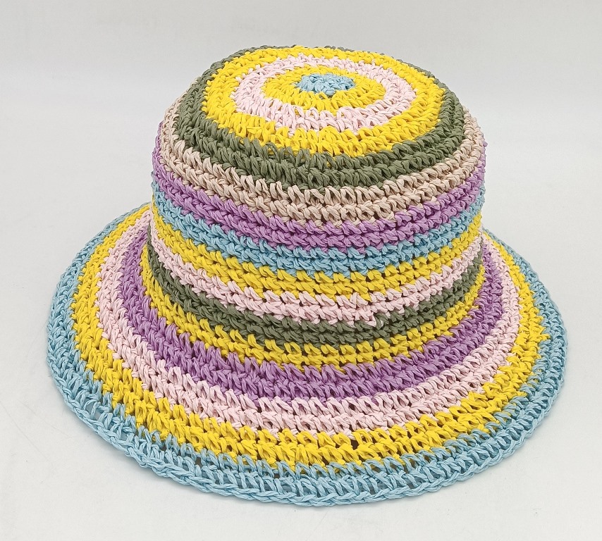 Crochet Multicolor Paper Multicolor Hat Hat