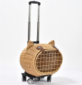 Túi vận chuyển hàng hóa cho chó sang trọng trường hợp Rattan wicker trên bánh xe xe đẩy xe đẩy cat du lịch vali vali
