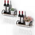 Wine Rack Wall Mounted Wall Mounted Wine Shelves with Stemware Hanger Manufactory